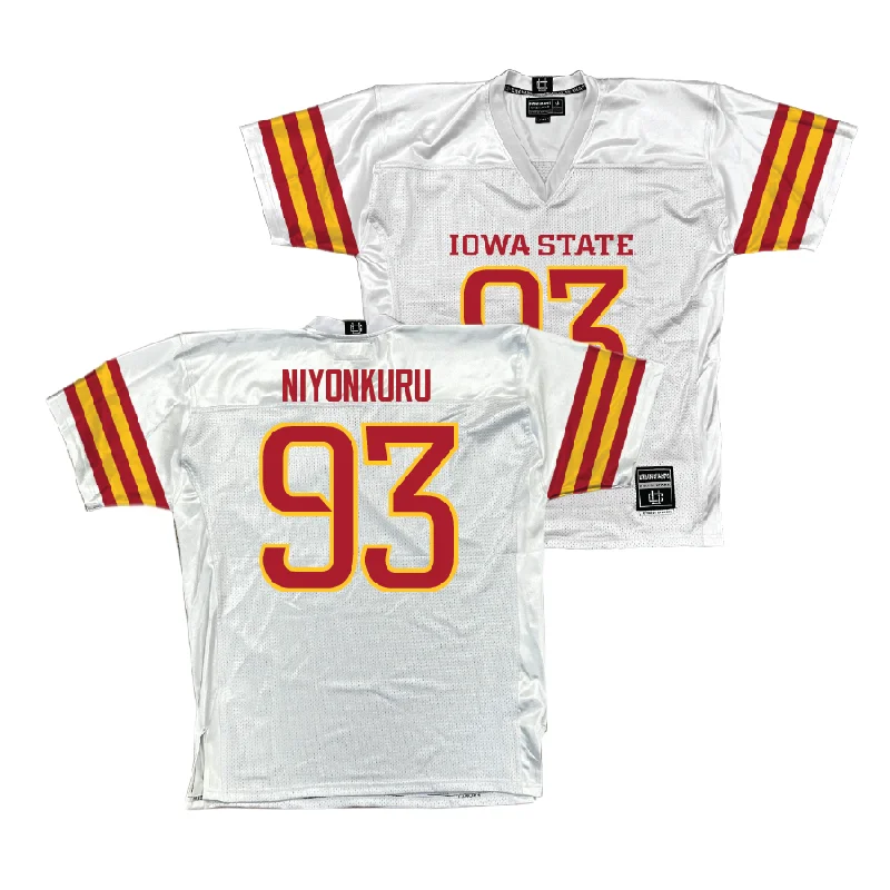 Football Jerseys For Fundraising Campaigns-Iowa State Football White Jersey  - Obald Niyonkuru