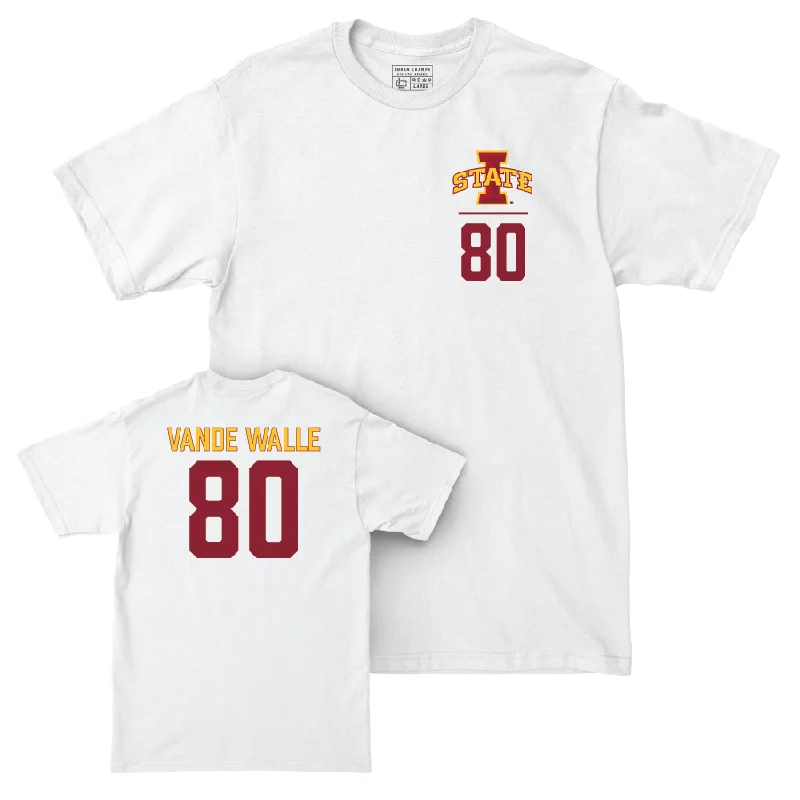 Custom Football Jerseys For Social Gatherings-Iowa State Football White Logo Comfort Colors Tee - Jonathan Vande Walle