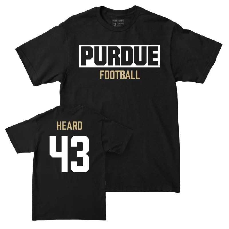 Football Jerseys With Custom Sleeve Designs-Football Black Staple Tee  - Landon Heard