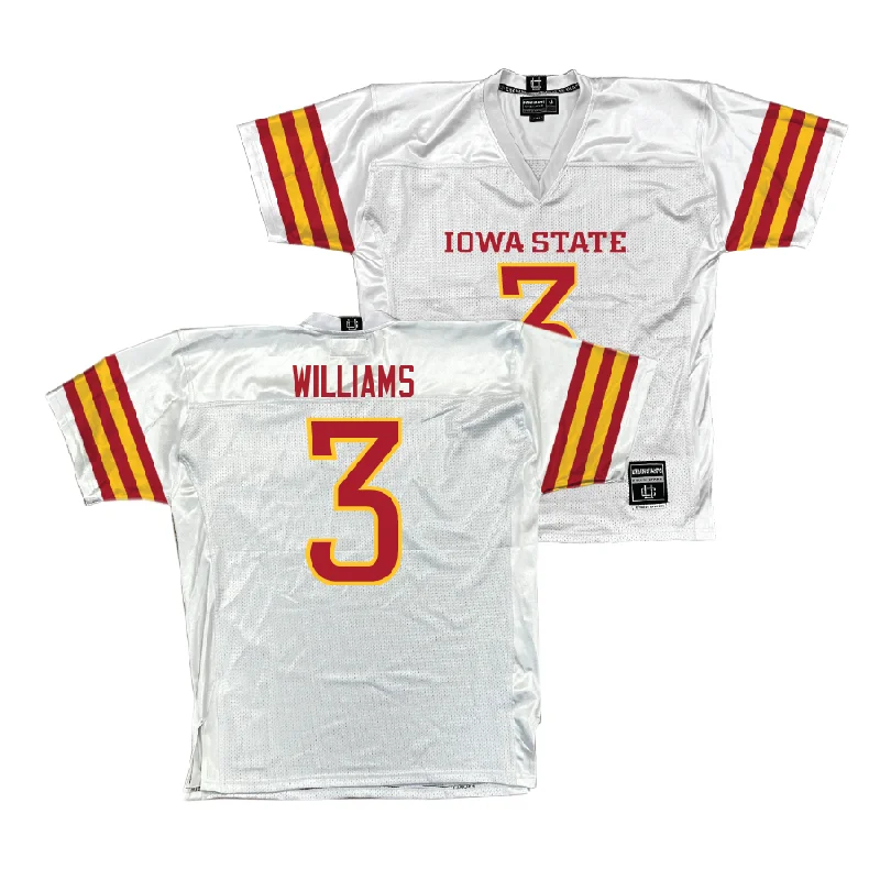 Personalized Football Jerseys For Schools-Iowa State Football White Jersey  - Jontez Williams