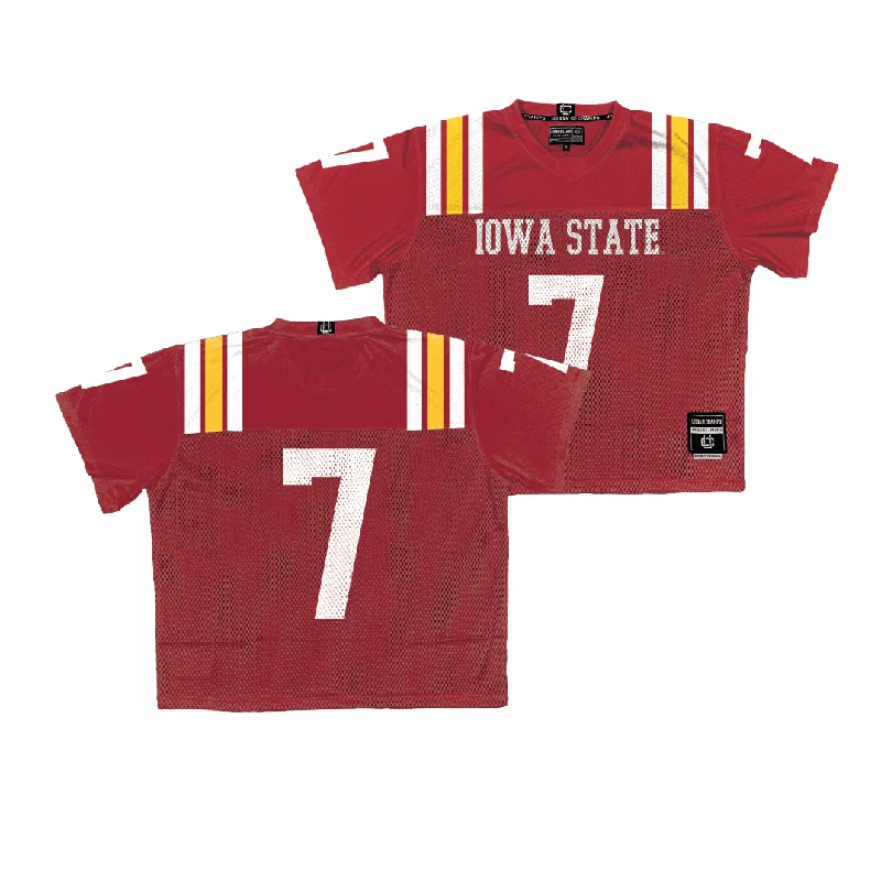 Personalized Football Jerseys For Competitive Teams-Iowa State Throwback Football Jersey - Tanner Hughes | #7