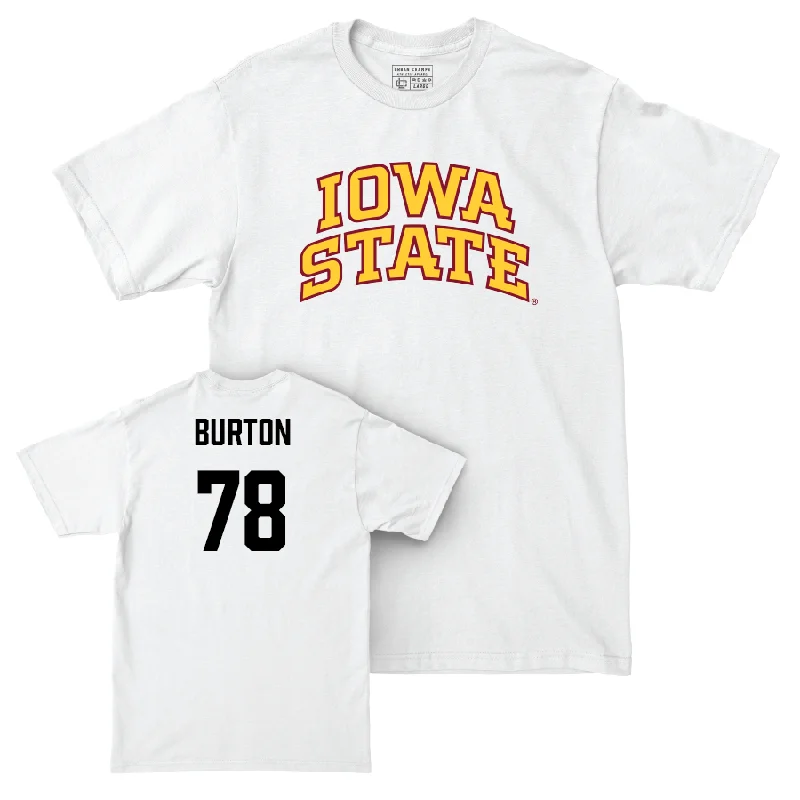 Personalized Football Jerseys For Group Orders-Iowa State Football White Comfort Colors Tee  - Andre Burton