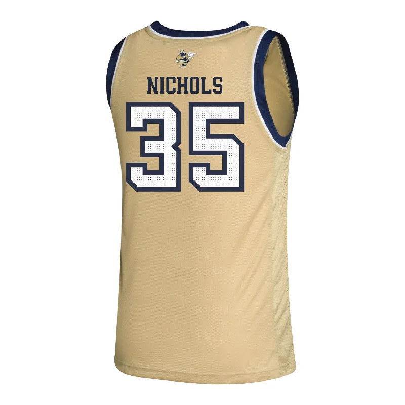 Custom Basketball Jerseys For Leagues-Georgia Tech Adidas Men's Basketball Student Athlete Sand Jersey #35 Emmer Nichols