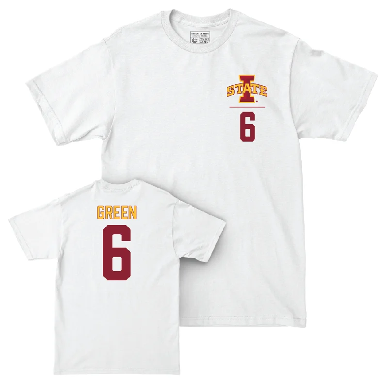 Football Jerseys For Local Competitions-Iowa State Football White Logo Comfort Colors Tee  - Eli Green