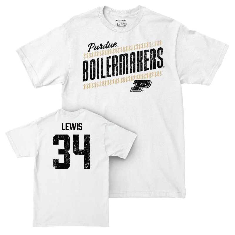 Football Jerseys For Local Football Clubs-Football White Slant Comfort Colors Tee - Damarjhe Lewis | #34