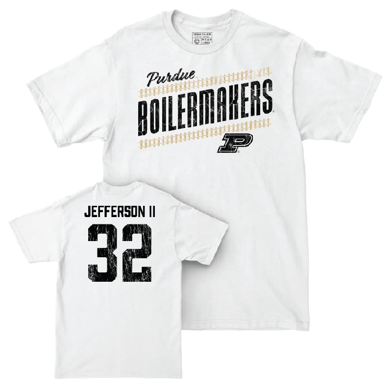 Personalized Football Jerseys For Event Gifting-Football White Slant Comfort Colors Tee  - Joseph Jefferson II