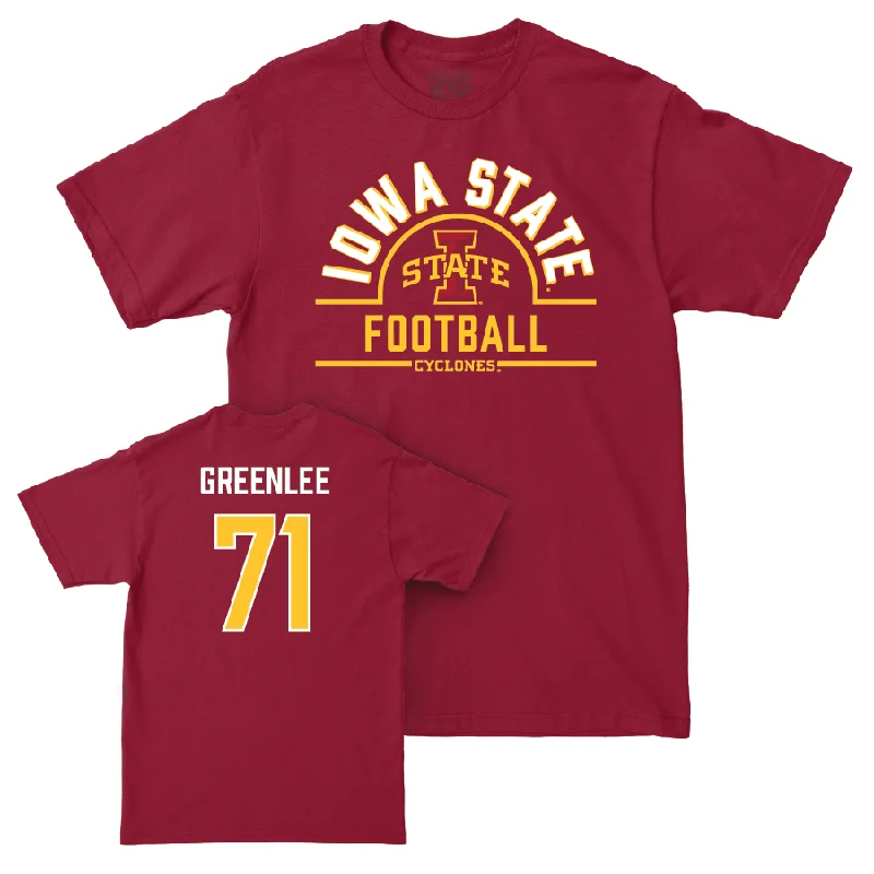 Custom Football Jerseys For Special Occasions-Iowa State Football Crimson Arch Tee - Gabriel Greenlee