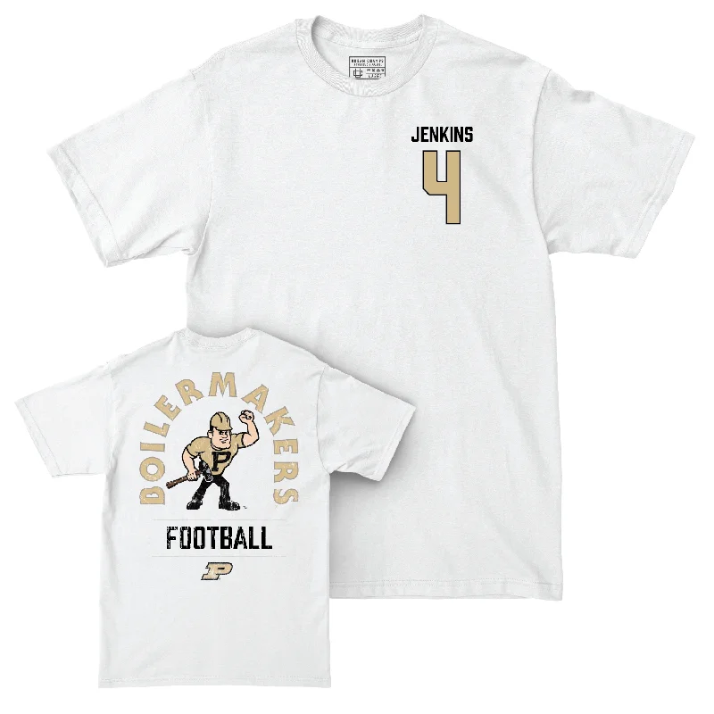 Personalized Football Jerseys For High School Teams-Football White Mascot Comfort Colors Tee - Kydran Jenkins | #4