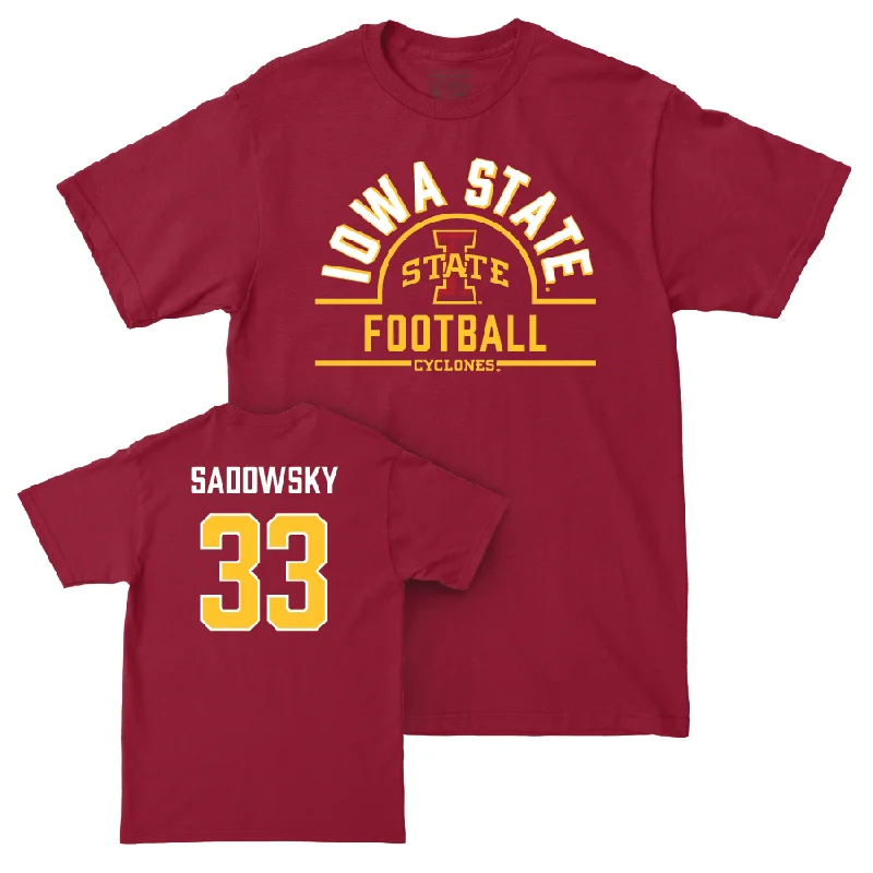 Football Jerseys With Custom Name Tags-Iowa State Football Crimson Arch Tee - Jack Sadowsky