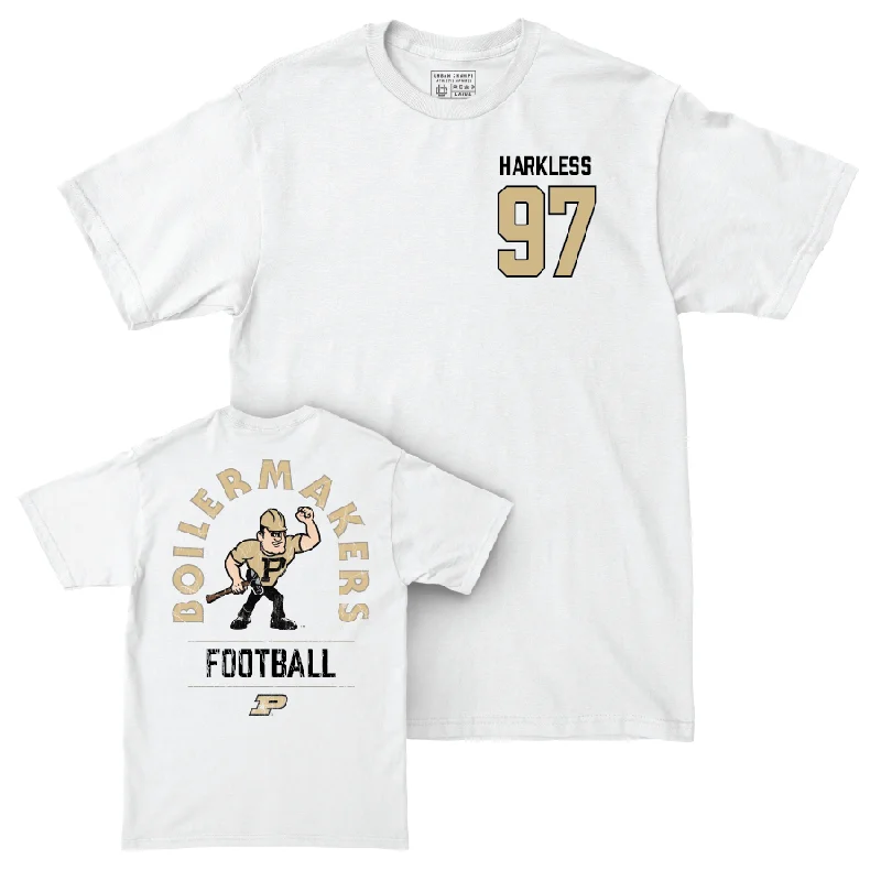 Customizable Football Jerseys-Football White Mascot Comfort Colors Tee  - Jamarrion Harkless