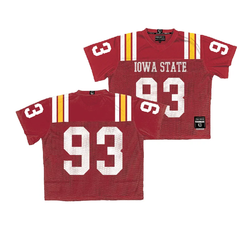 Custom Football Jerseys For Competitive Leagues-Iowa State Throwback Football Jersey - Obald Niyonkuru | #93