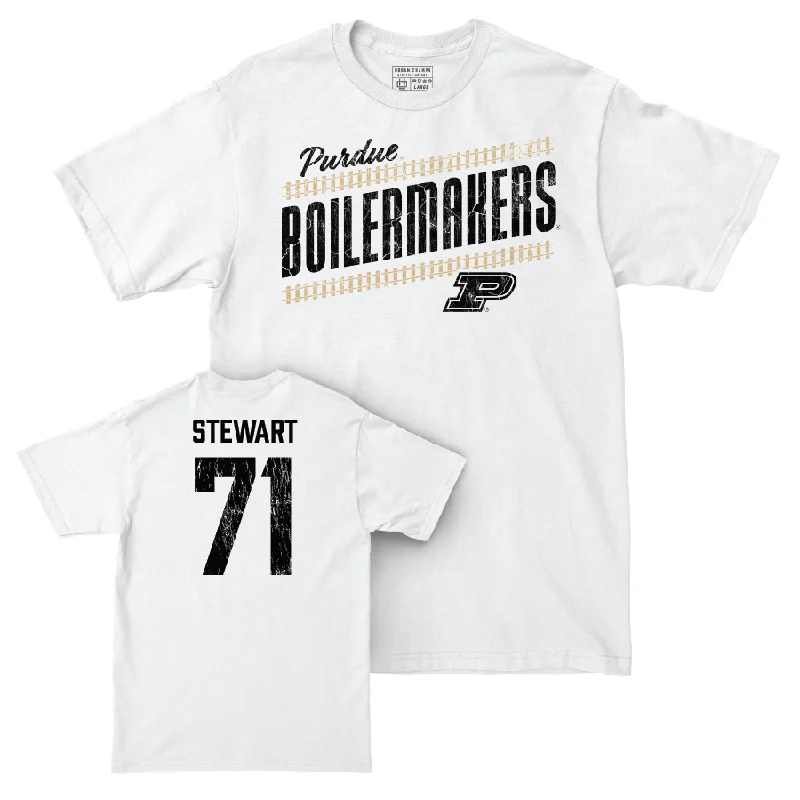 Personalized Football Jerseys For Competitive Teams-Football White Slant Comfort Colors Tee  - Corey Stewart