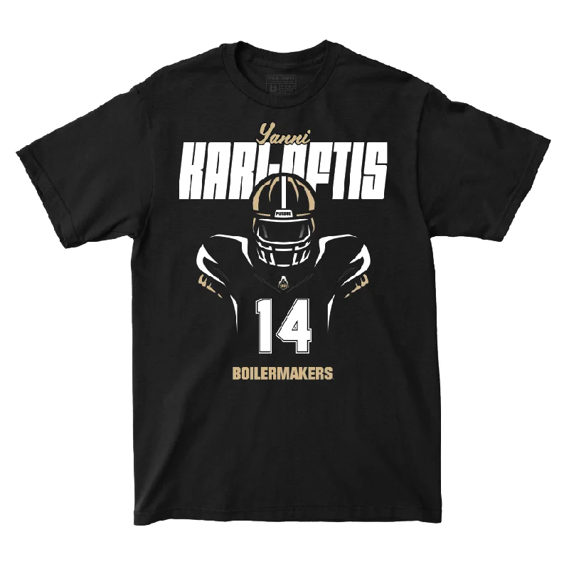 Personalized Football Jerseys For Player Appreciation-Silhouette Black Football Tee  - Yanni Karlaftis