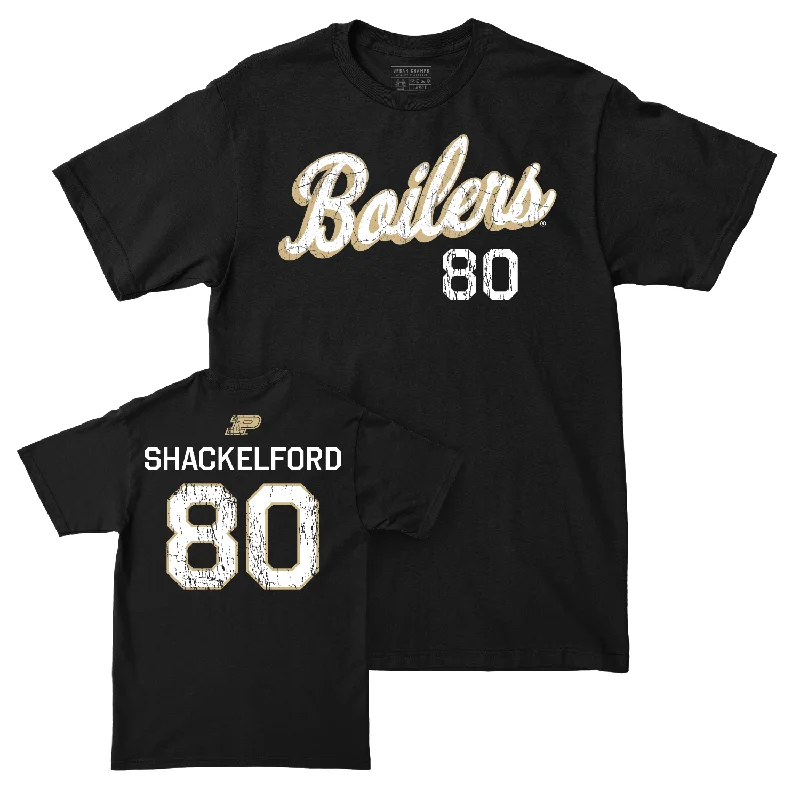 Custom Football Jerseys With Unique Designs-Football Black Script Tee - Ryne Shackelford | #80