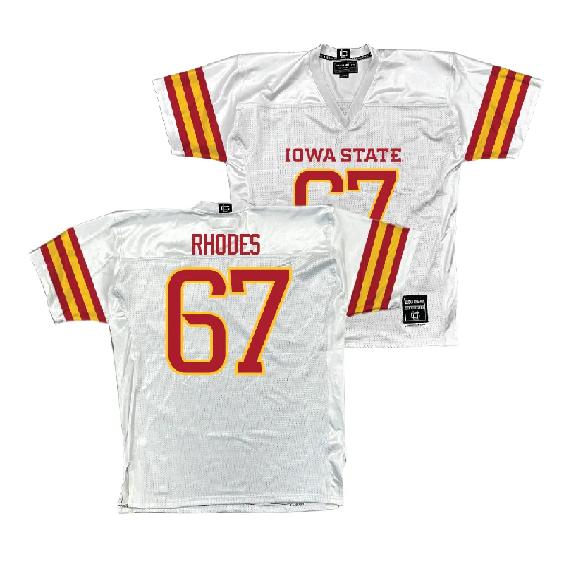 Personalized Football Jerseys For Special Teams-Iowa State Football White Jersey - Carson Rhodes