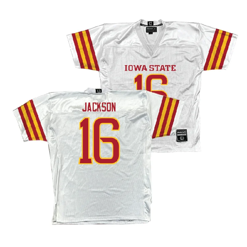 Custom Football Jerseys With Player Stats-Iowa State Football White Jersey  - Daniel Jackson