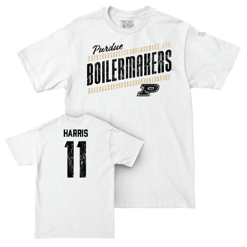 Custom Football Jerseys For Team Fundraisers-Football White Slant Comfort Colors Tee  - Tra’Mar Harris