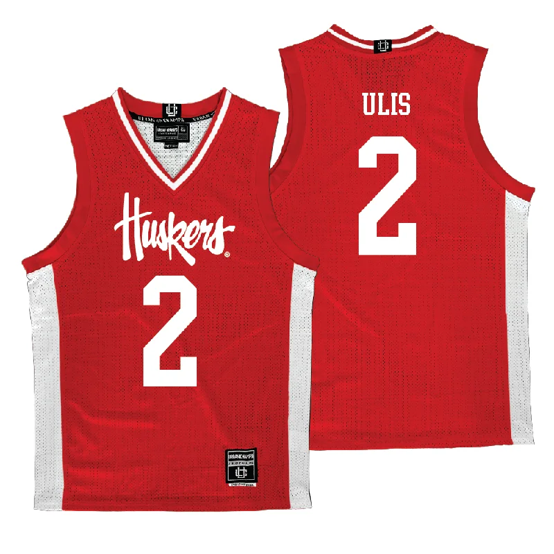 Custom Basketball Jerseys With Custom Sleeve Text-Nebraska Men's Basketball Red Jersey - Ahron Ulis | #5