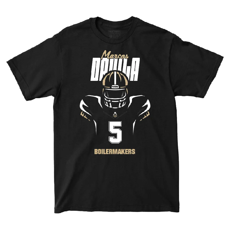 Custom Football Jerseys For Local Fans-Silhouette Black Football Tee - Marcos Davila | #5