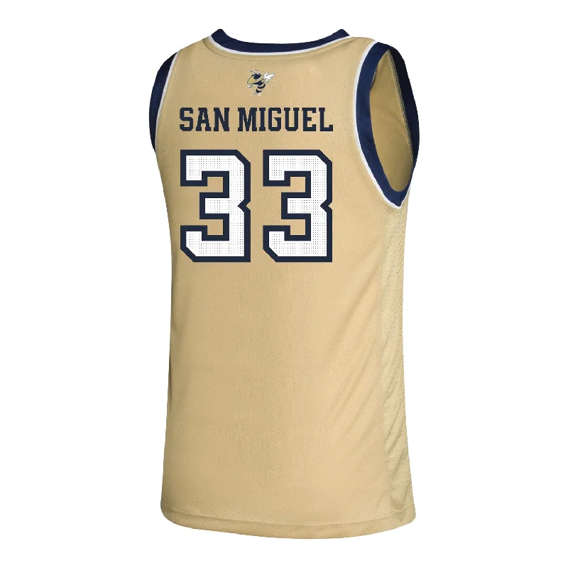 Personalized Basketball Jerseys For Schools-Georgia Tech Adidas Men's Basketball Student Athlete Sand Jersey #33 Marcos San Miguel