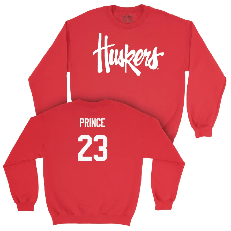 Basketball Jerseys For Corporate Team Activities-Red Women's Basketball Huskers Crew  - Britt Prince