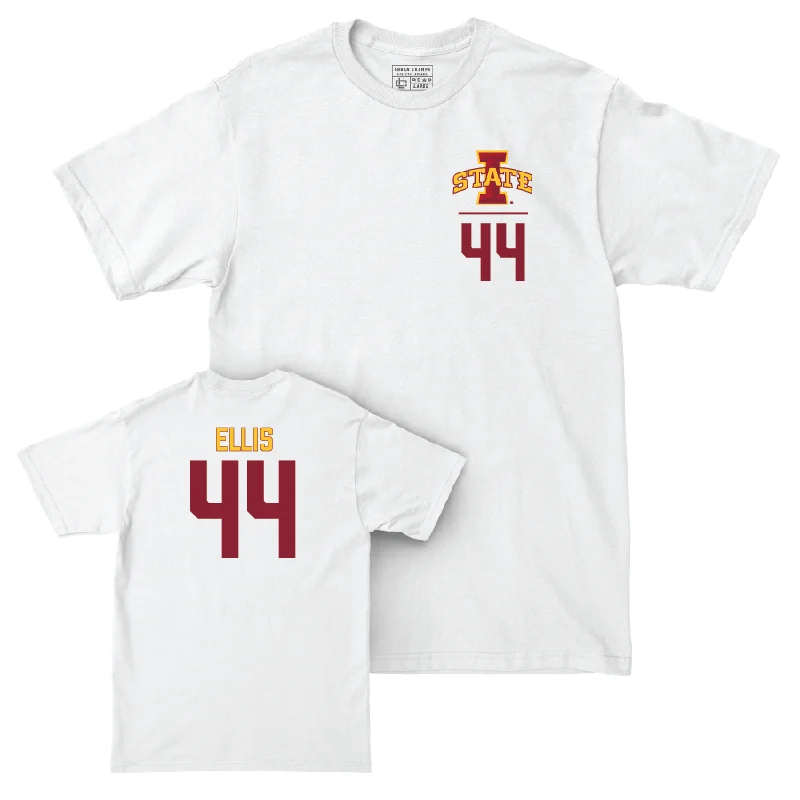 Custom Football Jerseys For Competitive Schools-Iowa State Football White Logo Comfort Colors Tee - Jacob Ellis