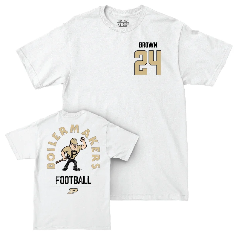 Custom Football Jerseys For Group Recognition-Football White Mascot Comfort Colors Tee - Anthony Brown | #24