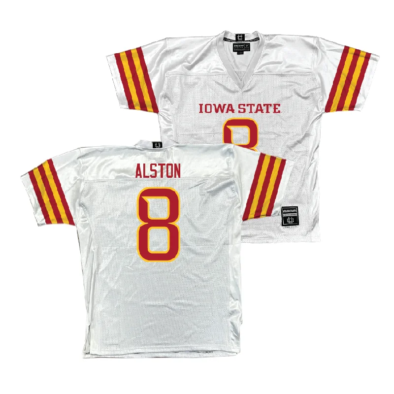 Custom Football Jerseys For Holiday Promotions-Iowa State Football White Jersey  - Isaiah Alston