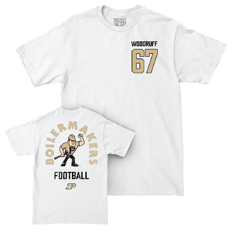 Football Jerseys For Custom Player Apparel-Football White Mascot Comfort Colors Tee - Drew Woodruff | #67