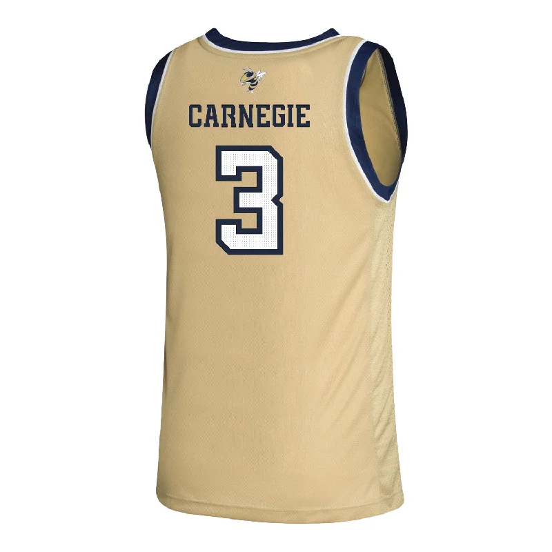 Custom Basketball Jerseys With Bold Graphics-Georgia Tech Adidas Women's Basketball Student Athlete Sand Jersey #3 Danielle Carnegie