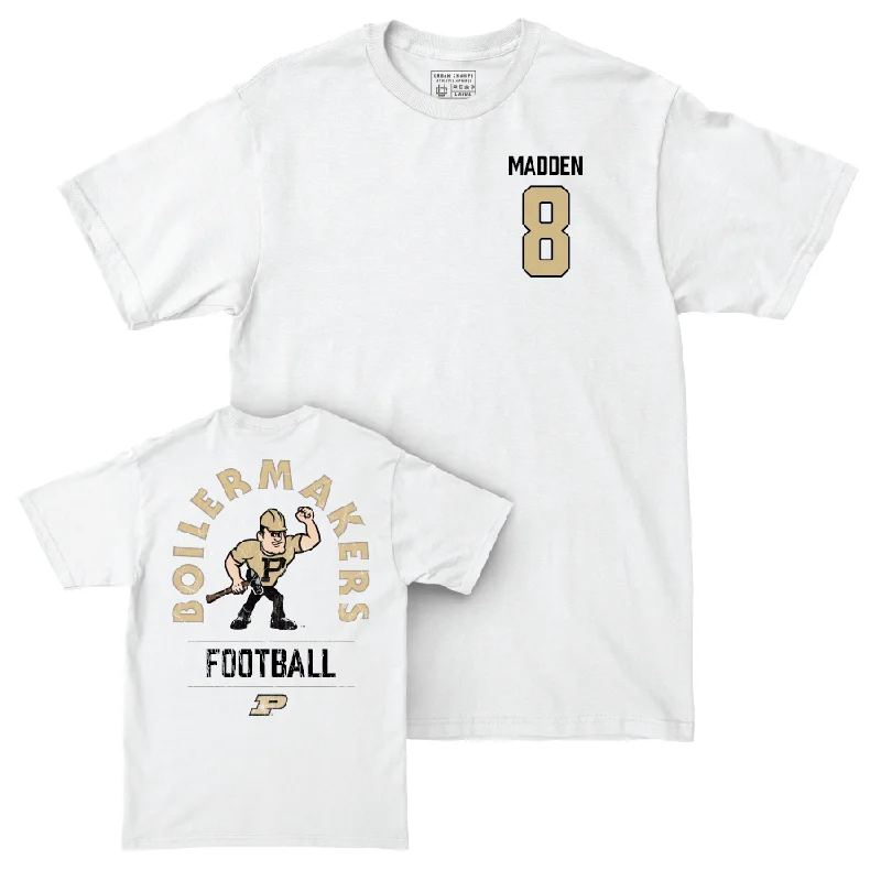 Football Jerseys For Custom Player Apparel-Football White Mascot Comfort Colors Tee  - Cj Madden