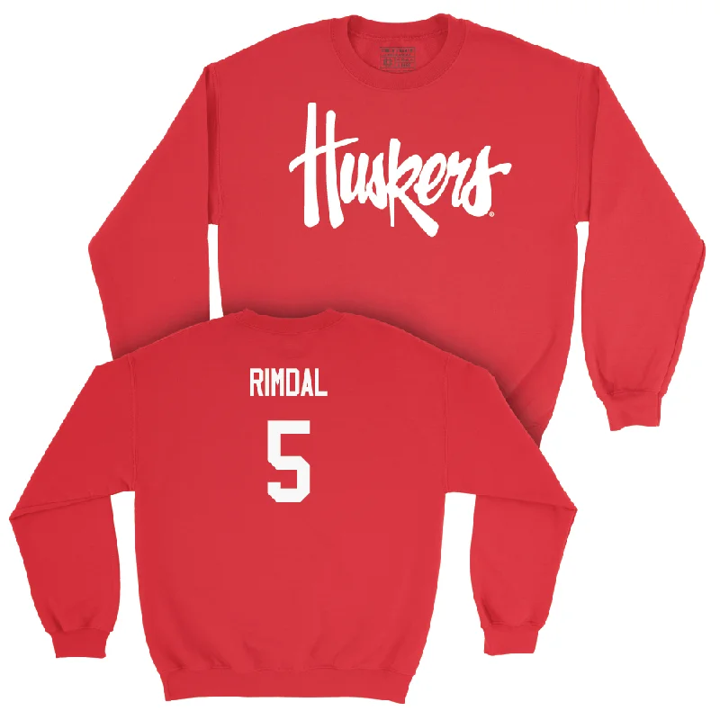 Personalized Basketball Jerseys For High School Teams-Red Women's Basketball Huskers Crew  - Alberte Rimdal