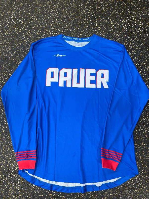 Personalized Basketball Jerseys For Charity Auctions-Pauer Center Royal/Red LS Jersey