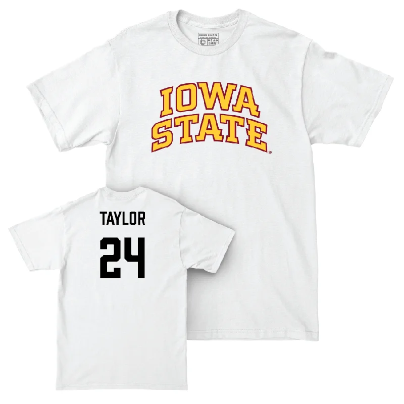 Custom Football Jerseys For Fans-Iowa State Football White Comfort Colors Tee  - Quentin Taylor