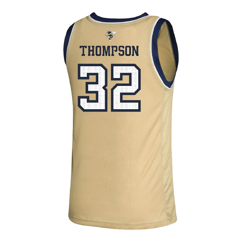 Basketball Jerseys With Player Numbers-Georgia Tech Adidas Men's Basketball Student Athlete Sand Jersey #32 Dyllan Thompson