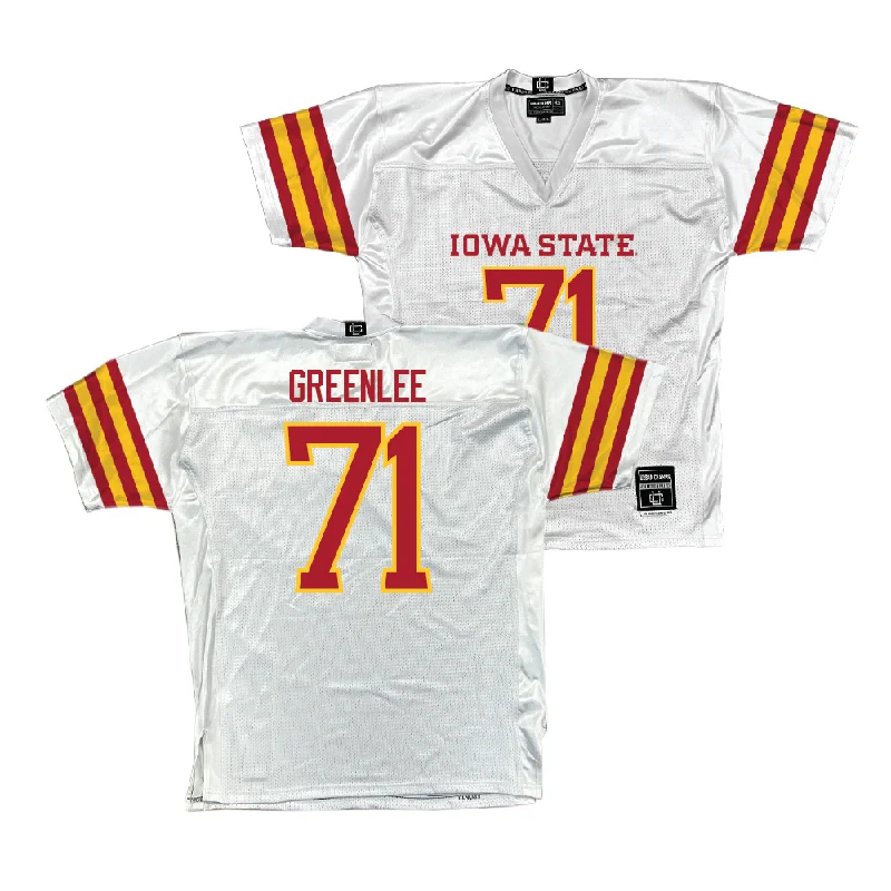 Football Jerseys With Custom Sleeve Designs-Iowa State Football White Jersey - Gabriel Greenlee