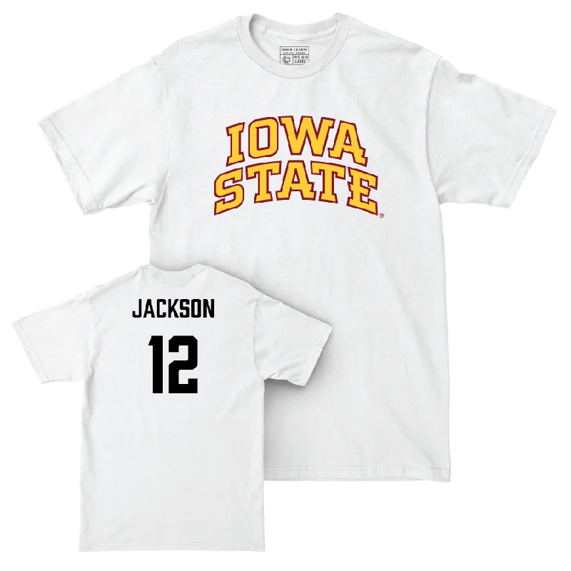 Personalized Football Jerseys For Local Supporters-Iowa State Football White Comfort Colors Tee  - Jaylon Jackson