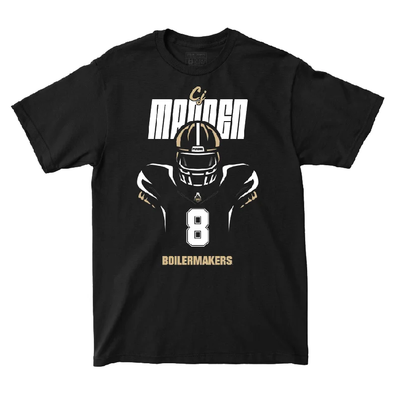 Custom Football Jerseys With Embroidered Names-Silhouette Black Football Tee - Cj Madden | #8