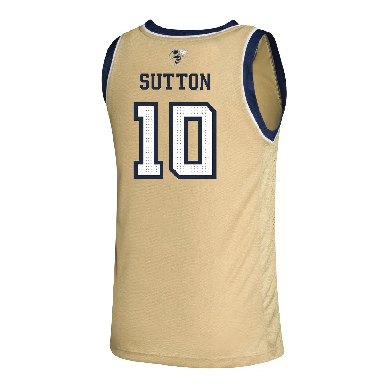 Custom Basketball Jerseys For School Sports Events-Georgia Tech Adidas Men's Basketball Student Athlete Sand Jersey #10 Darrion Sutton