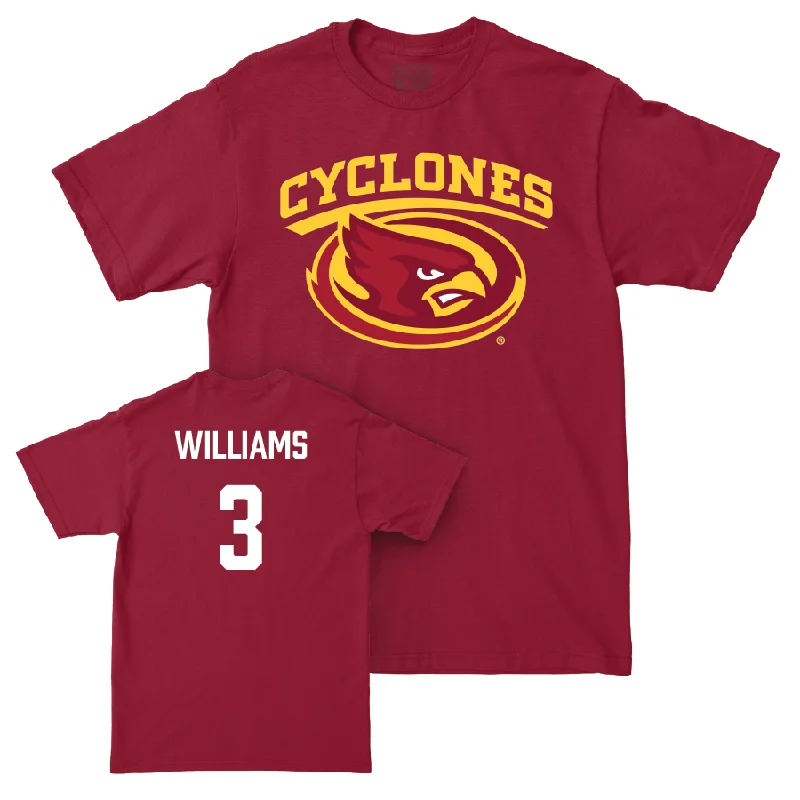 Football Jerseys With Custom Colors-Iowa State Football Crimson Cyclones Tee  - Jontez Williams