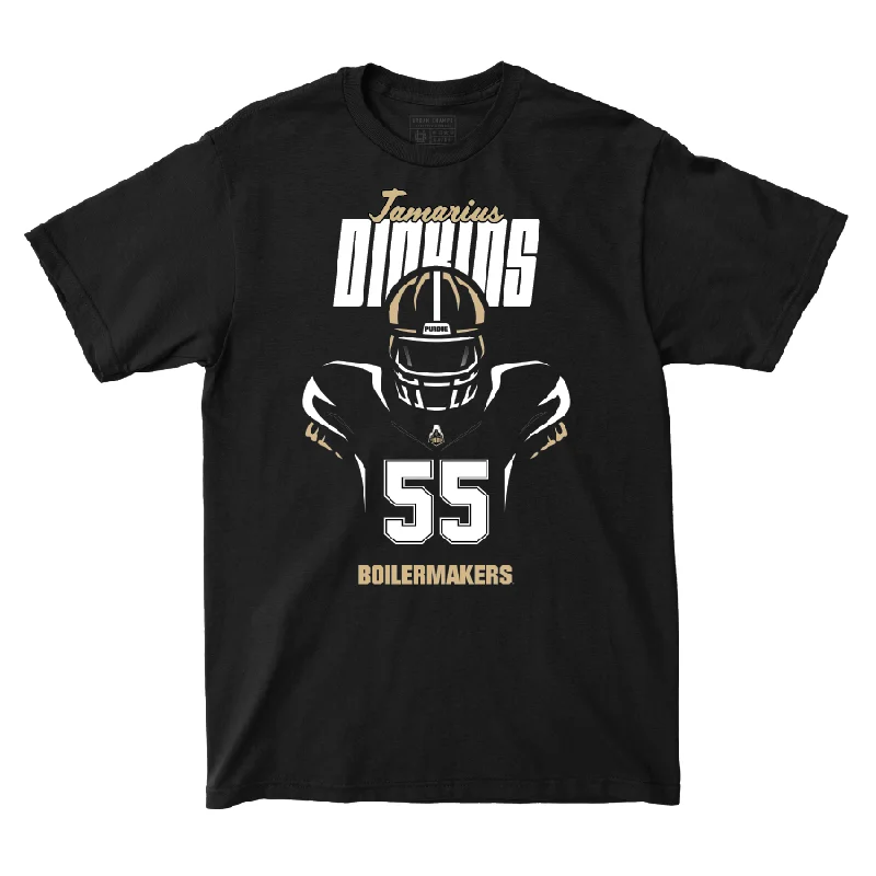 Custom Football Jerseys For Holiday Gifts-Silhouette Black Football Tee - Jamarius Dinkins | #55