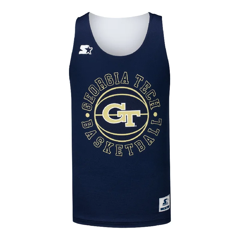 Basketball Jerseys For Local Basketball Clubs-Georgia Tech Yellow Jackets Reversible Navy/White Basketball Jersey