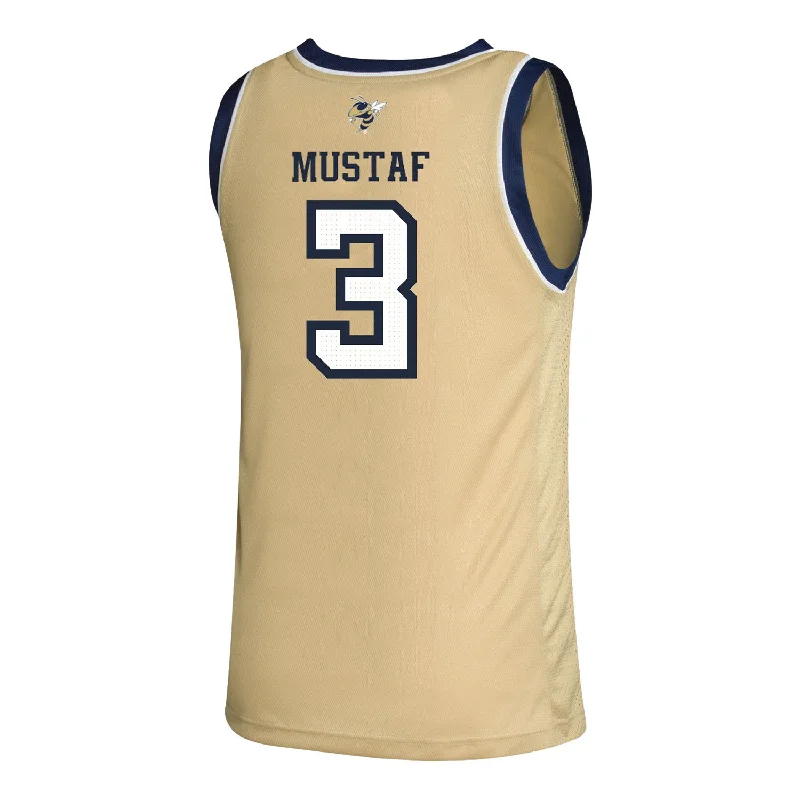 Custom Basketball Jerseys For Team Apparel Orders-Georgia Tech Adidas Men's Basketball Student Athlete Sand Jersey #3 Jaeden Mustaf