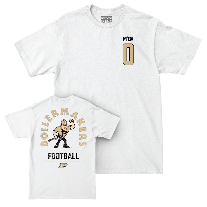 Personalized Football Jerseys For Tournament Events-Football White Mascot Comfort Colors Tee - Jeffrey M'Ba | #0