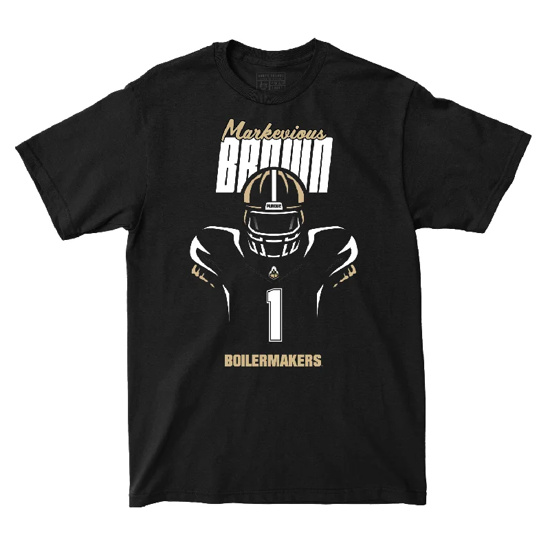 Football Jerseys With Custom Number Placement-Silhouette Black Football Tee - Markevious Brown | #1