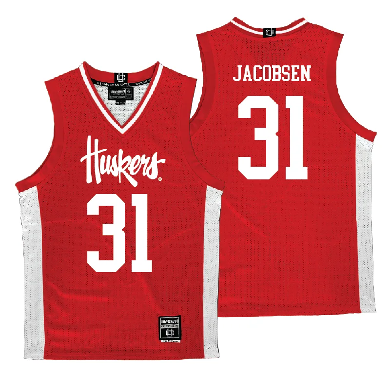 Custom Basketball Jerseys For Official League Apparel-Nebraska Men's Basketball Red Jersey - Cale Jacobsen | #31