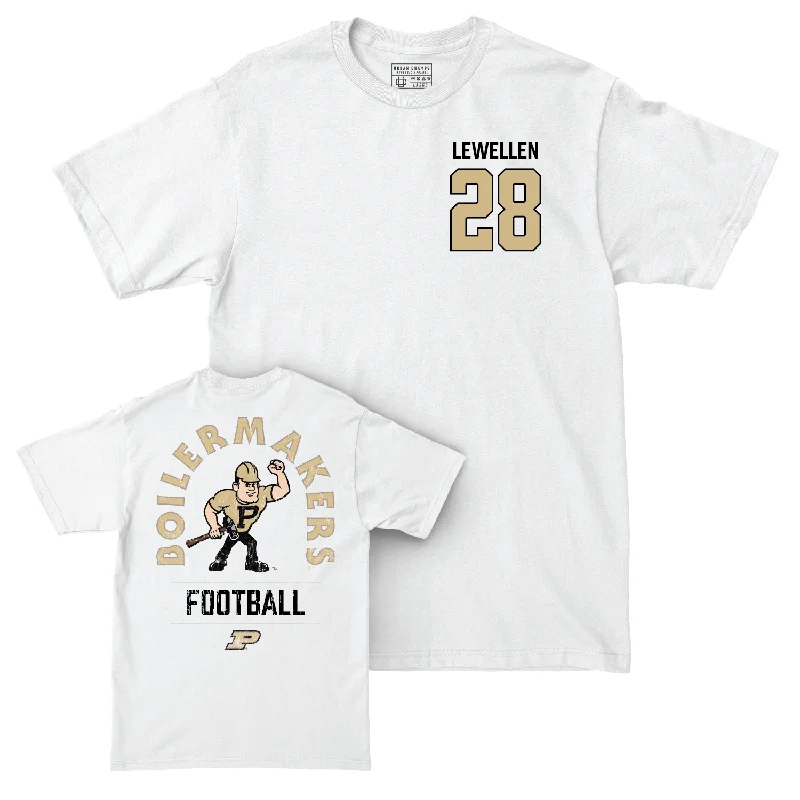 Custom Football Jerseys For Competitive Sports-Football White Mascot Comfort Colors Tee - Addai Lewellen | #28