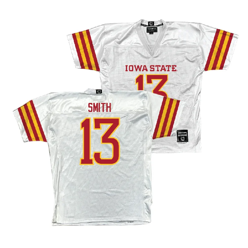 Custom Football Jerseys For Special Occasions-Iowa State Football White Jersey - Cameron Smith