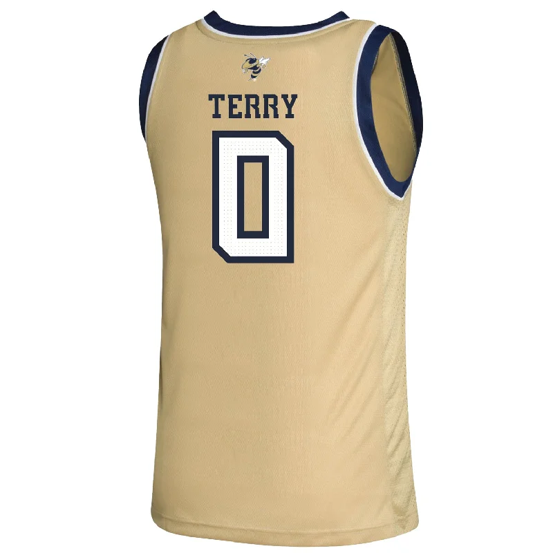 Custom Basketball Jerseys For School Uniforms-Georgia Tech Adidas Men's Basketball Student Athlete Sand Jersey #0 Lance Terry