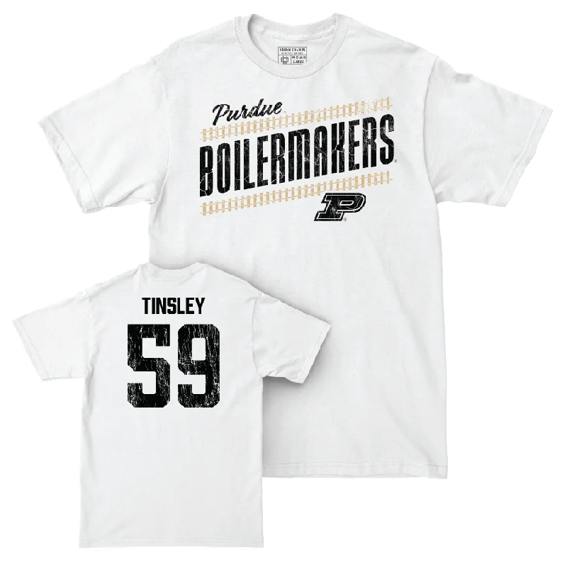 Custom Football Jerseys For Sports Conferences-Football White Slant Comfort Colors Tee  - Thomas Tinsley